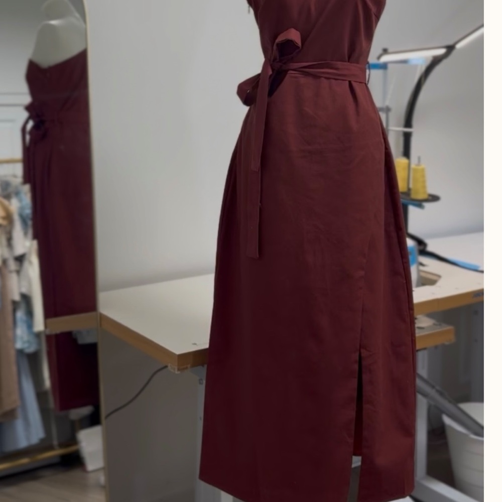 Chic One-Shoulder  Linen Midi Dress Summer